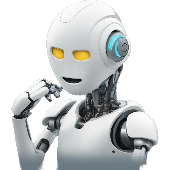 robot thinking with hand on chin emoji