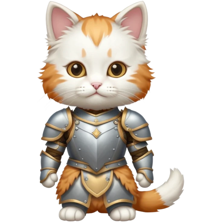 baby white cat in armor, full body emoji
