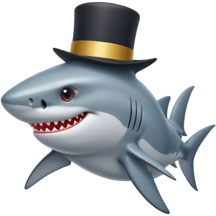 Shark with a top hat emoji