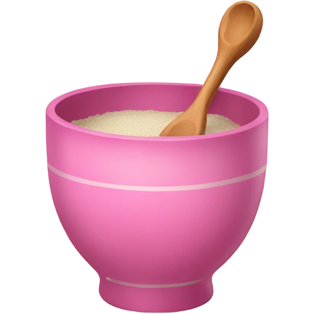 Pink bowl with a wooden spoon inside  emoji