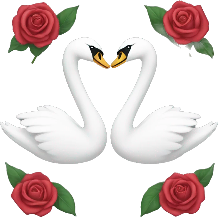 Swans facing each other with a rose in the middle  emoji