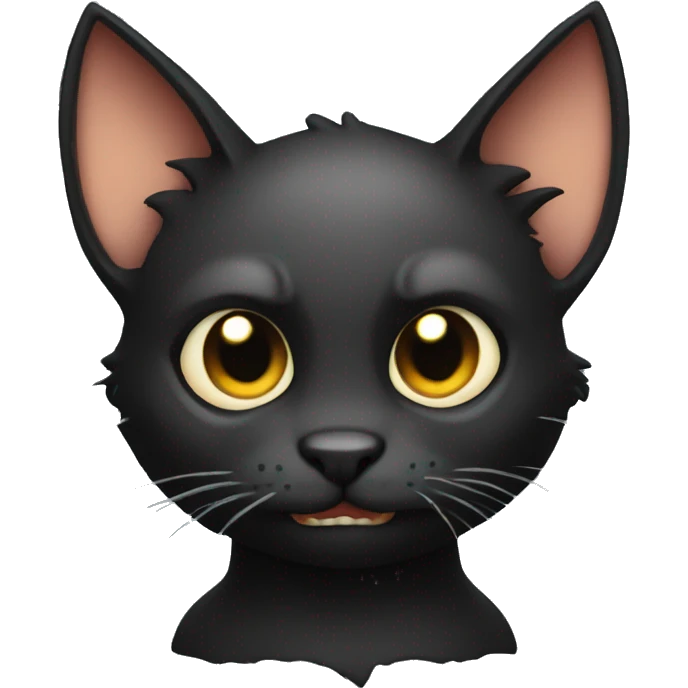 Black edgy cartoon bat-cat emoji
