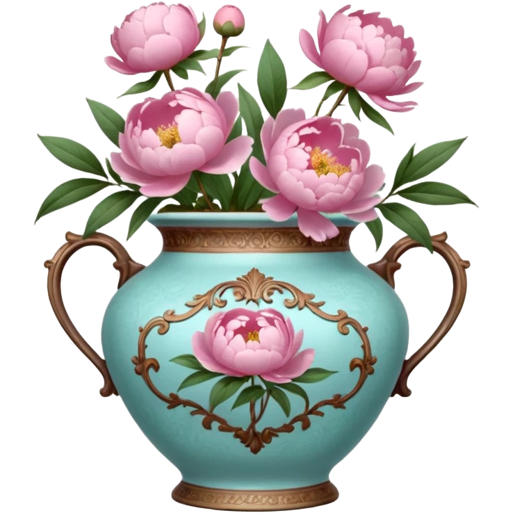 Pink peonies in a vintage vase emoji