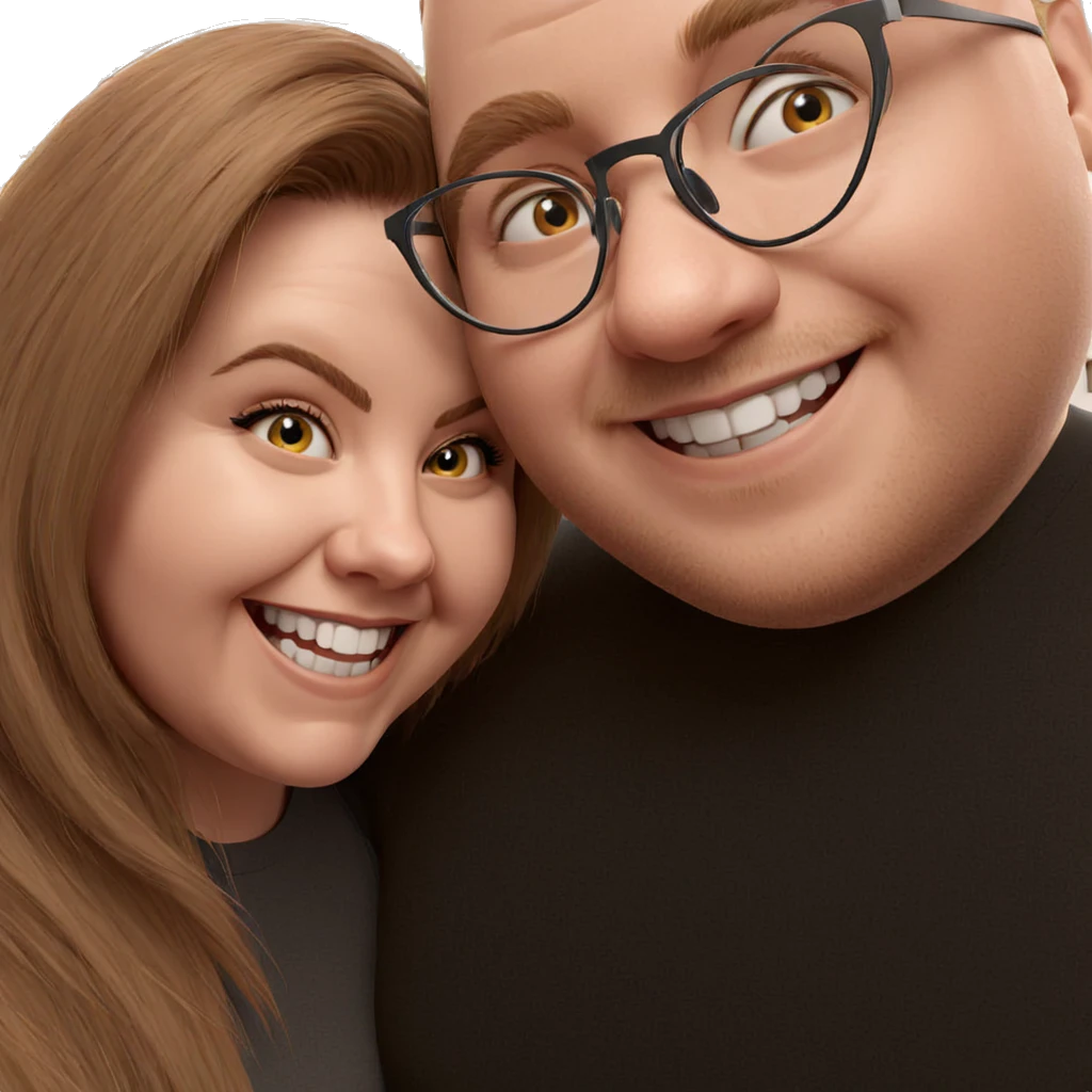 smiling couple with glasses emoji