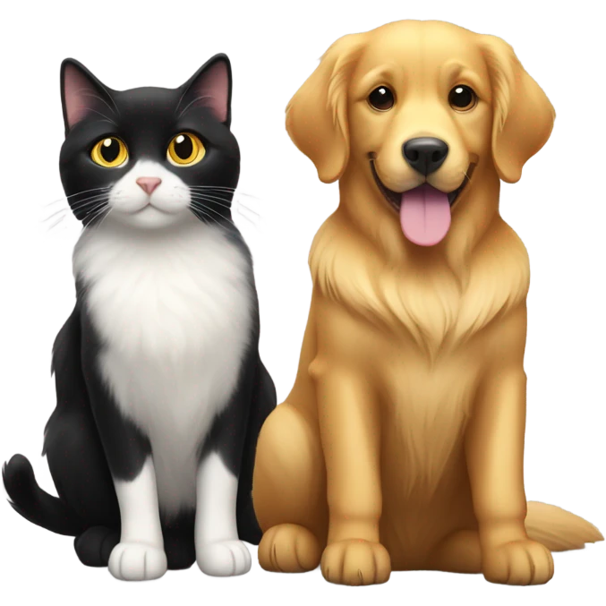 golden retriever and black cat emoji
