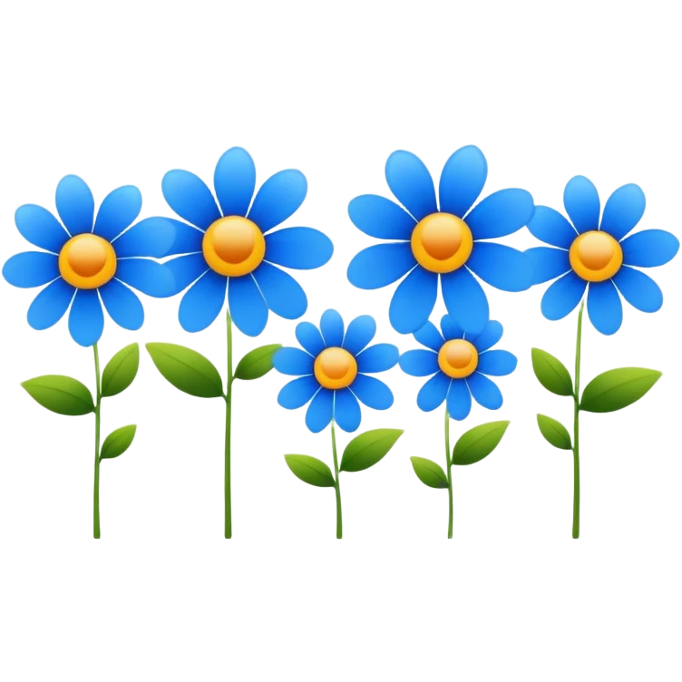 blue flowers in line emoji