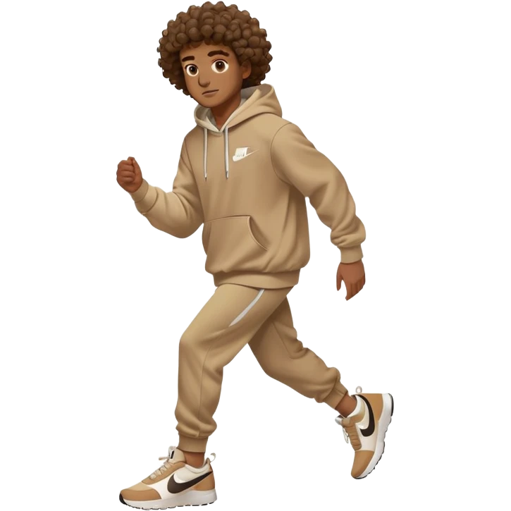 Black man with Nike hoodie curly hair and Nike shoes emoji