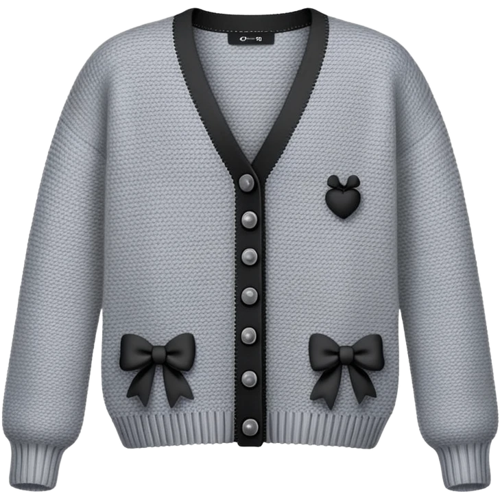 gray cardigan with tiny black bows all over front and sleeves, realistic 3d isolated emoji