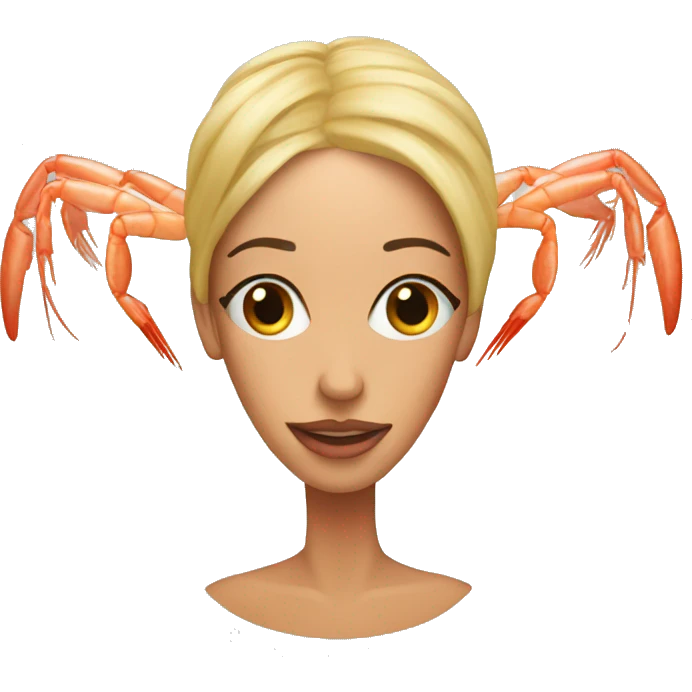 A woman, a shrimp's head emoji