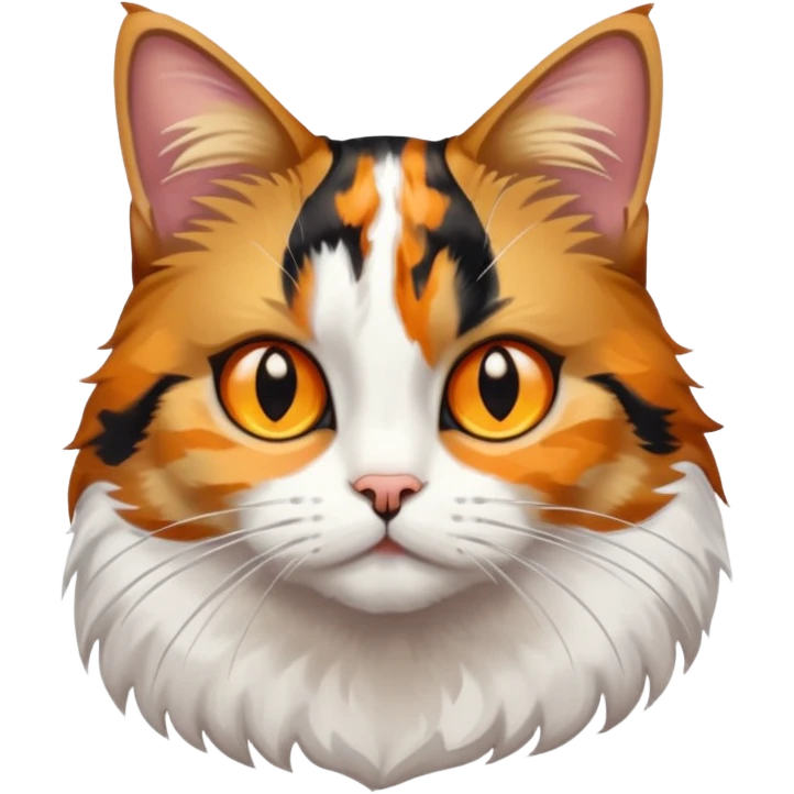 full body anxious looking colourful light calico tabby cat with hazel eyes emoji