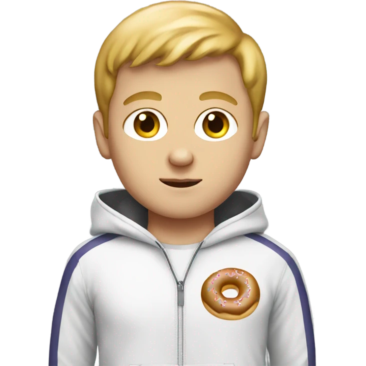 White boy wearing donut tracksuit emoji