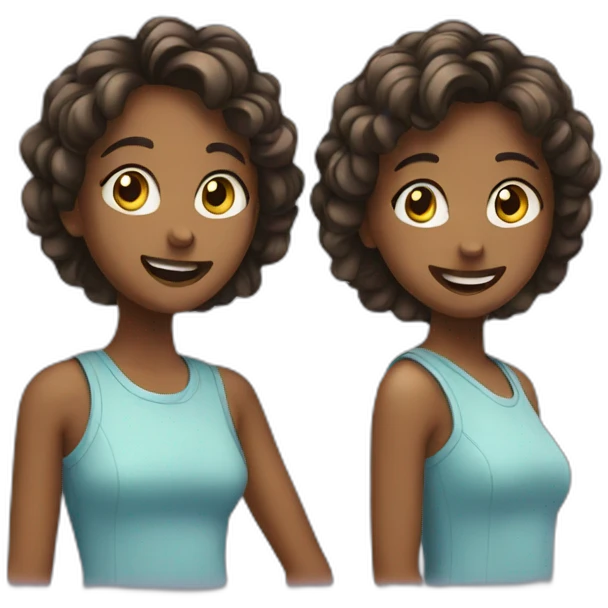 Two girls chatting  emoji