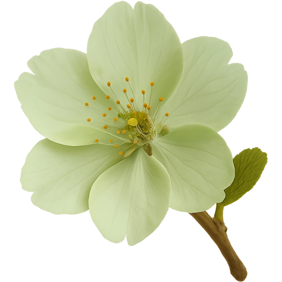 show  one green cherry blossom, remove background emoji