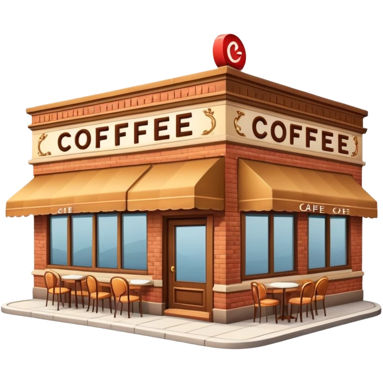 cafe building with coffee cup sign emoji