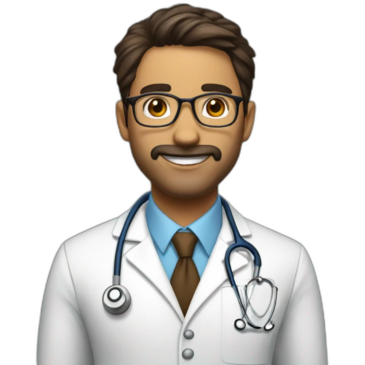 Doctor rubio con lentes cabello castaño emoji