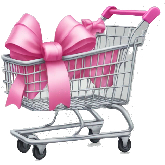 Shopping cart with pink bow  emoji