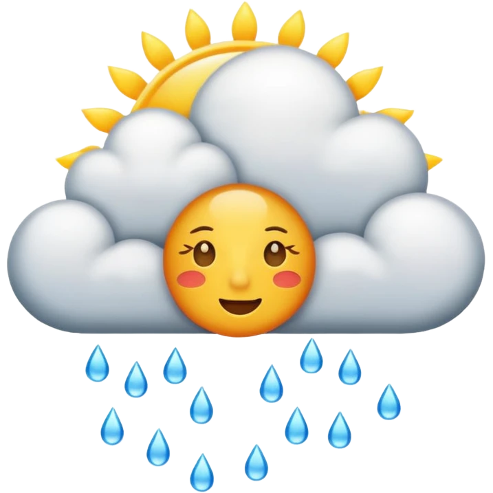 a sun with a large cloud blocking it with rain with no face emoji