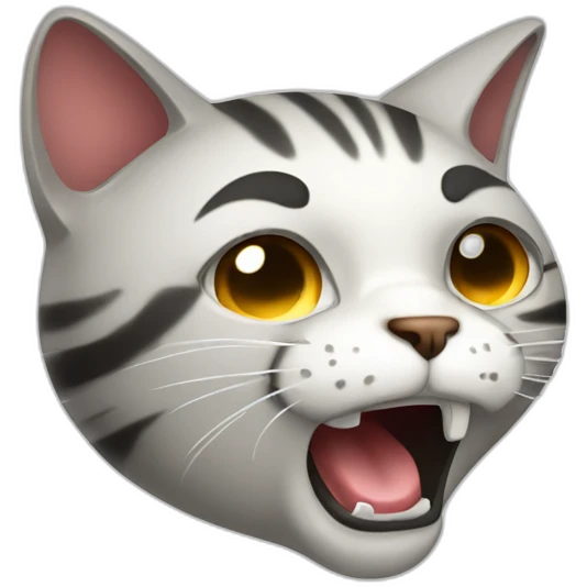 cartoon 2d cat shocked sideways crying with gun emoji
