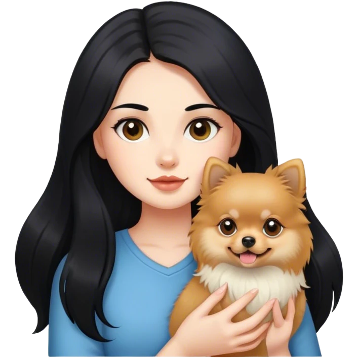 Girl with long hair and pomeranian  emoji