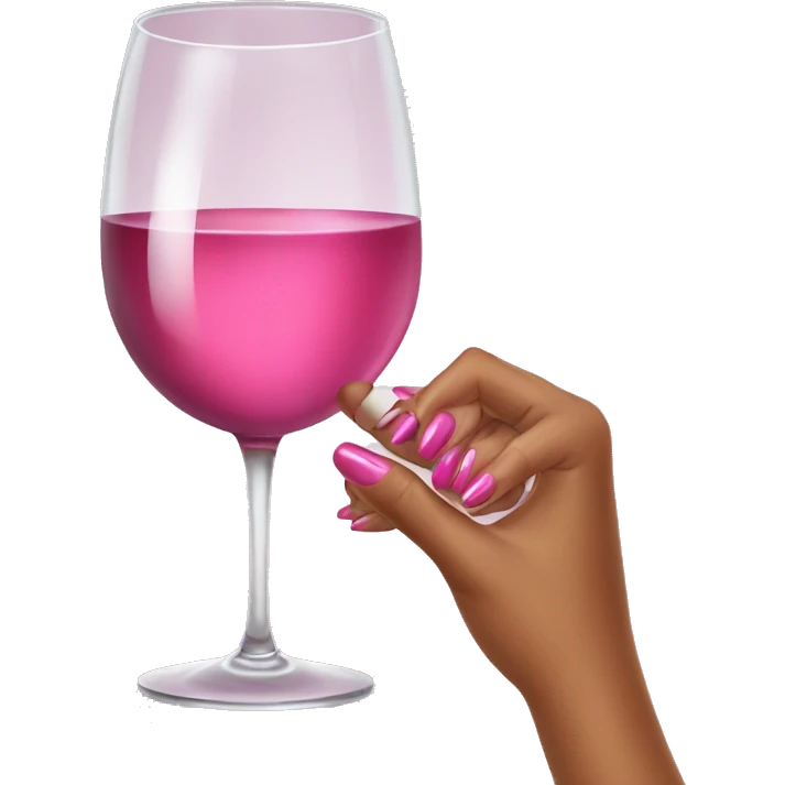 Pretty pink nails and glass of wine  emoji