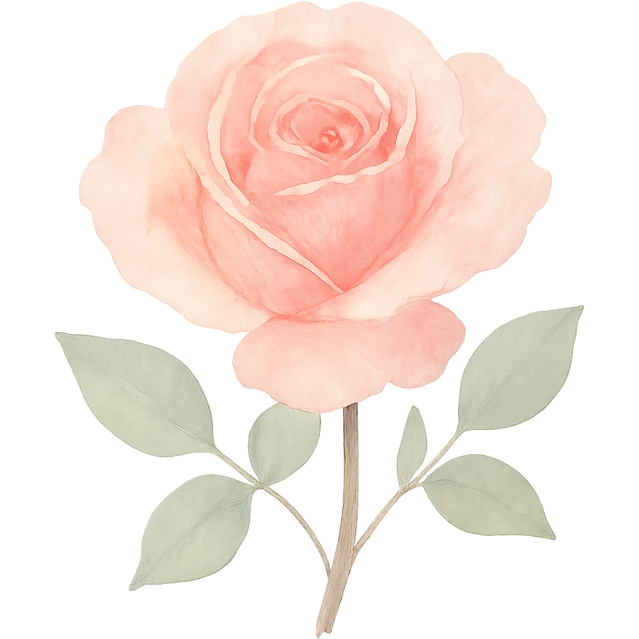 watercolor rose, delicate colors, no background emoji