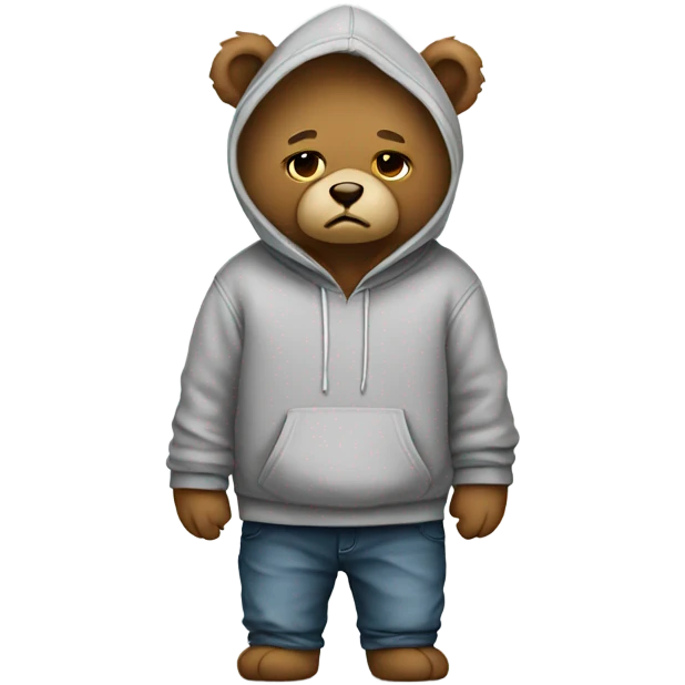 Sad teddy bear with hoodie emoji