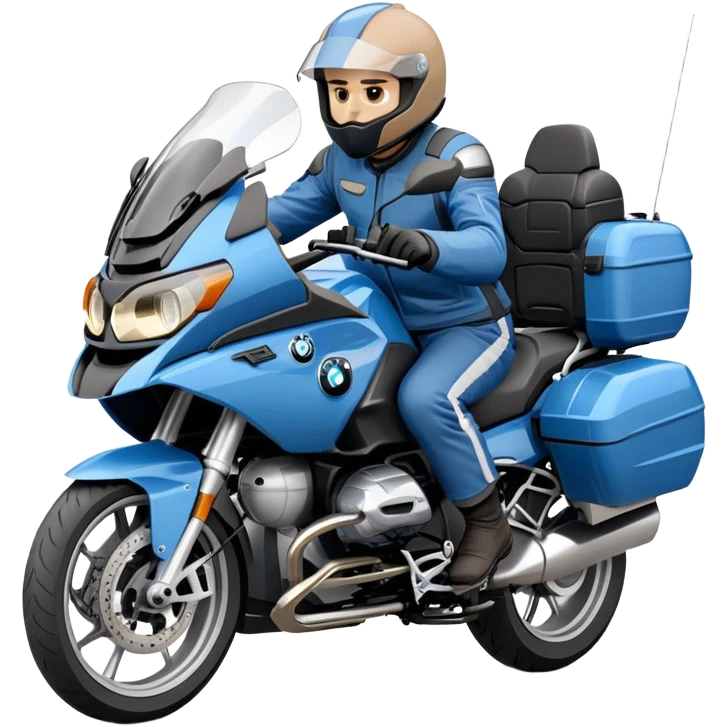 blue BMW RT1200 touring motorcycle with rider on open road emoji