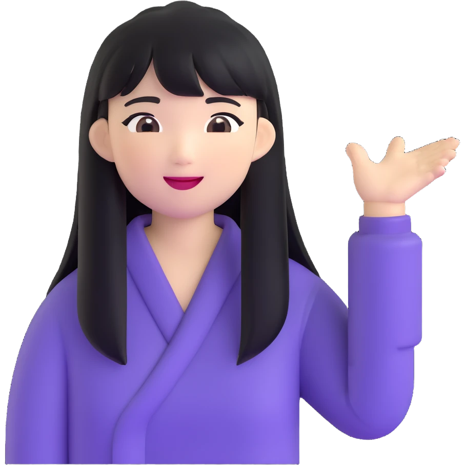 Asian woman with long black straight hair with bangs cheering for Doosan Bears baseball team emoji