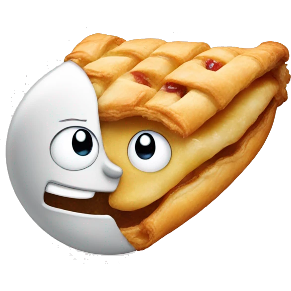 Apple turnover running into a mouth emoji