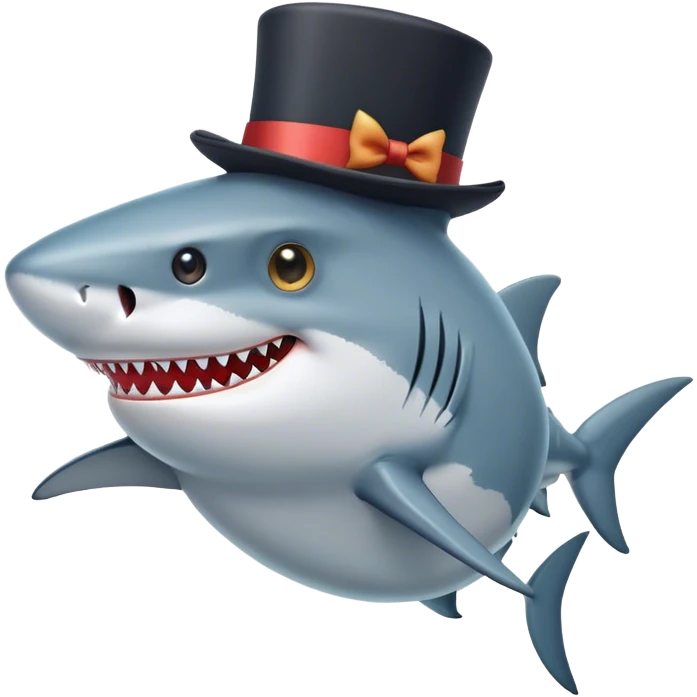 Shark with a top hat emoji