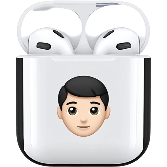 Gözleri kapalı, beyaz tenli ve dalgalı-kıvırcıkı siyah saçlı saç boyu orta omuzlarının biraz aşağısında bir kadın avatar, airpod kulaklıkları takılı müzik dinliyor ve kitap okuyor emoji