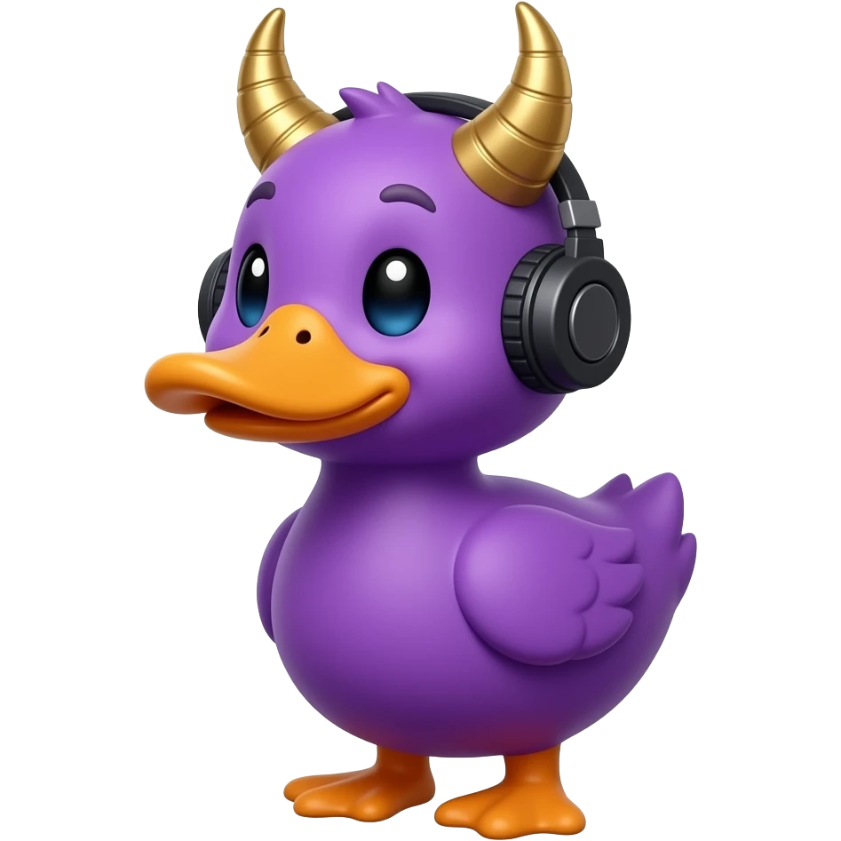 purple duck with DJ horns emoji