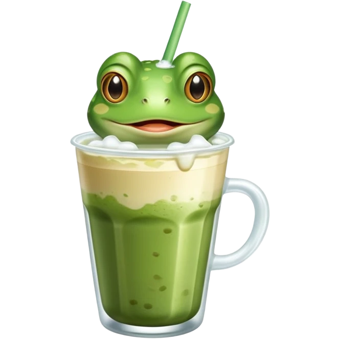 frog with iced matcha latte  emoji