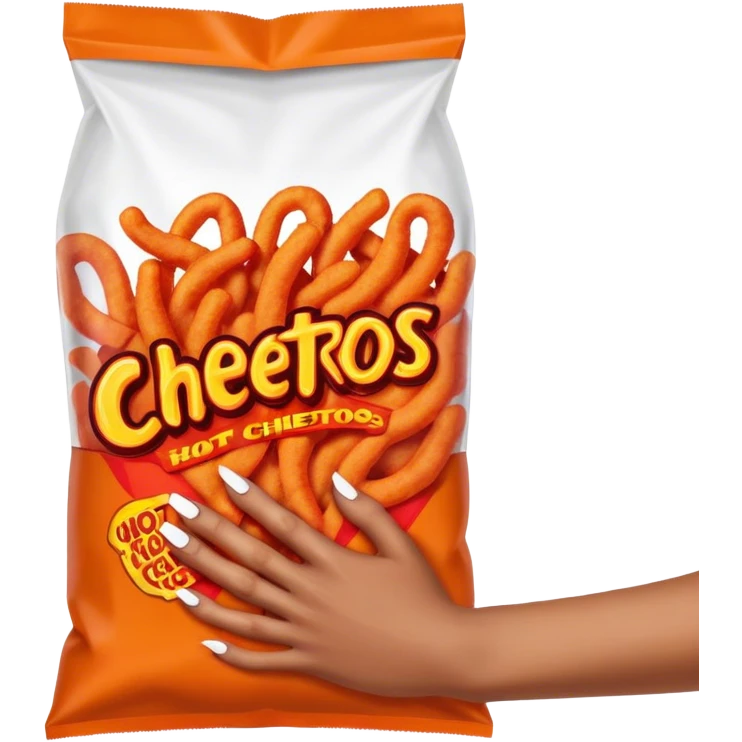 Nails holding a bag of hot Cheetos  emoji
