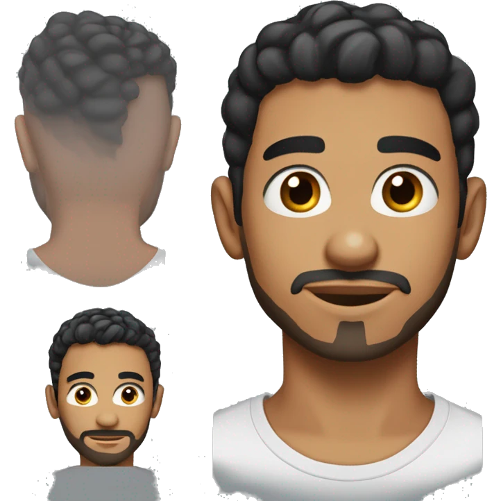 A head and shoulders shot of a 20 year old North African man, with short black hair, with beard facial hair,   with brown eyes wearing a t-shirt. emoji