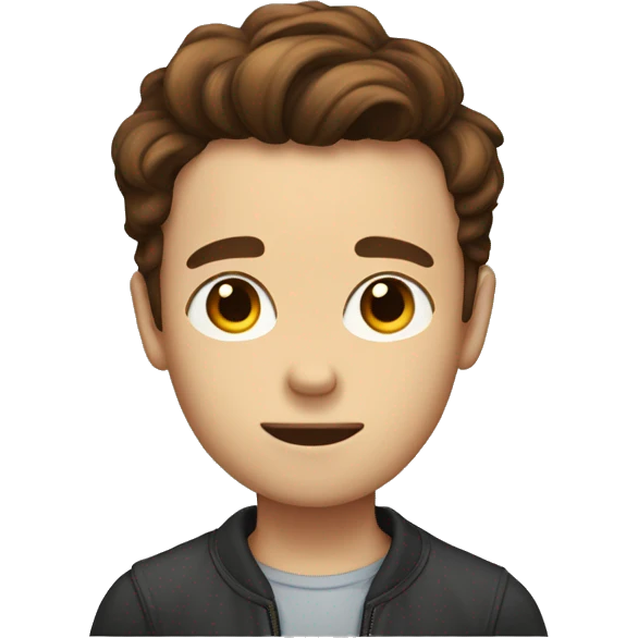 skinny boy with brown hair and a big forehead emoji