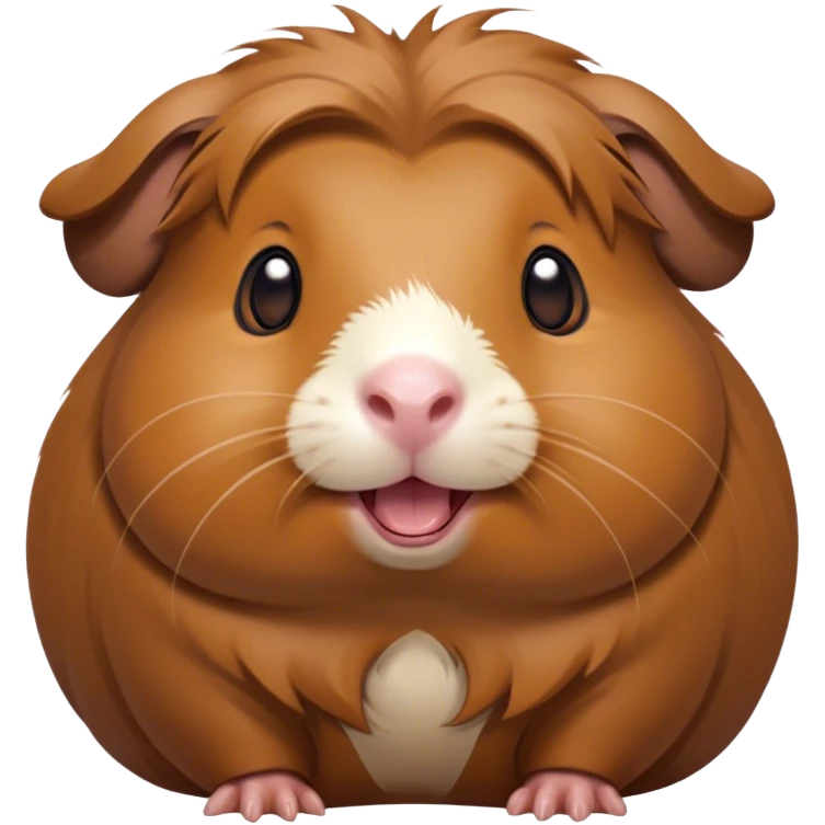 Cinematic Comical Brown Guinea Pig Portrait Emoji, Head tilted dramatically with an exaggeratedly amused expression, featuring a sleek brown coat with a naturally scrunched little face, wide, expressive dark eyes filled with playful disbelief, Simplified yet hilariously expressive features, highly detailed, glowing with a slightly sassy glow, high shine, dramatic yet playful, stylized with an air of cheeky mischief, bright and endearing, soft glowing outline, capturing the essence of a spirited and over-the-top guinea pig, so meme-worthy it feels like it could side-eye its way into internet fame instantly! emoji