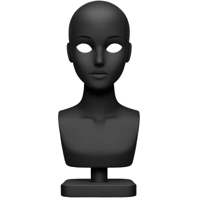 Minimalistic flat vector icon, iOS style, thin black contour on white background. Matte black mannequin in front of in 3D monochrome style. skulpt emoji