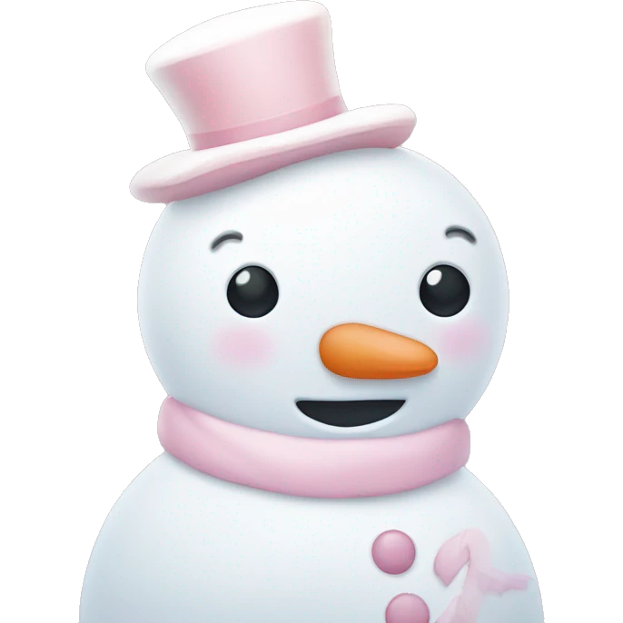 Cute white and light pink snowman emoji