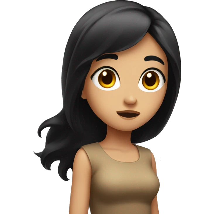 Cute girl black haired shrugging emoji
