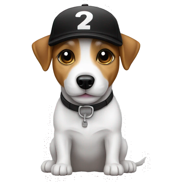 Jack Russell Terrier blanco con negro emoji con gorra emoji