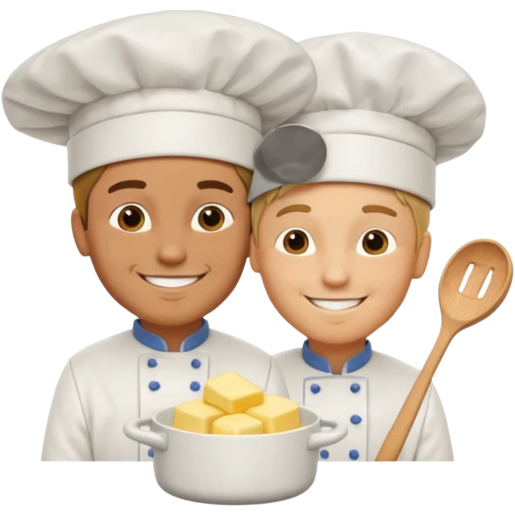 I man handsome puts butter on another man (total 2 men) emoji