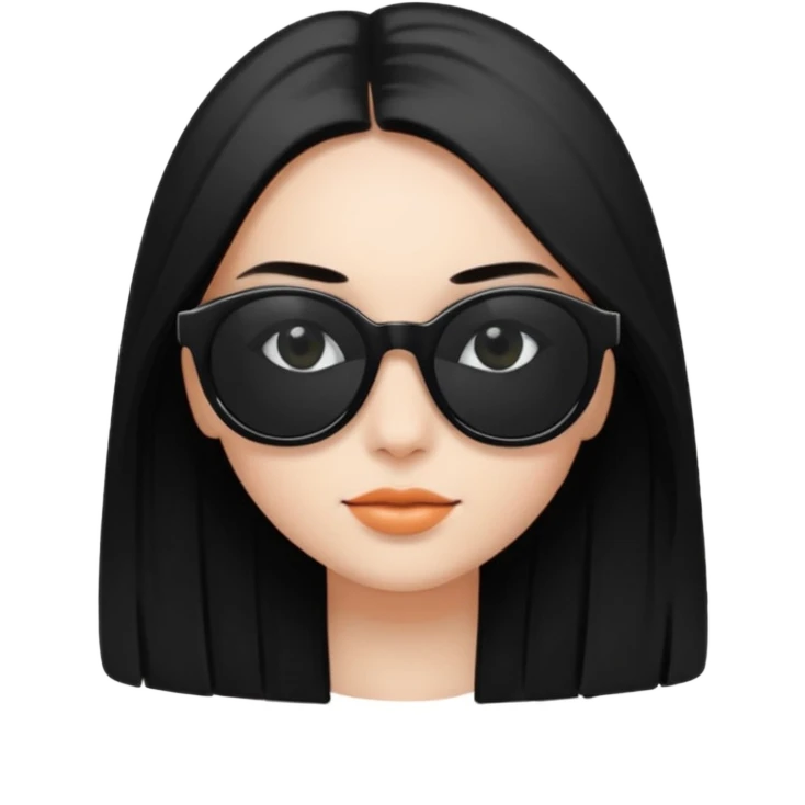 Génère moi un emoji d’une fille avec des lunettes noire et des cheveux lisse attaché avec des cils mi-long  emoji