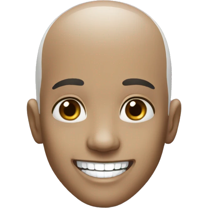 black bald head pretty white teeth smile attrative emoji