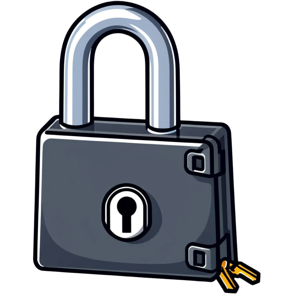 large heavy metal padlock with shiny chrome finish emoji