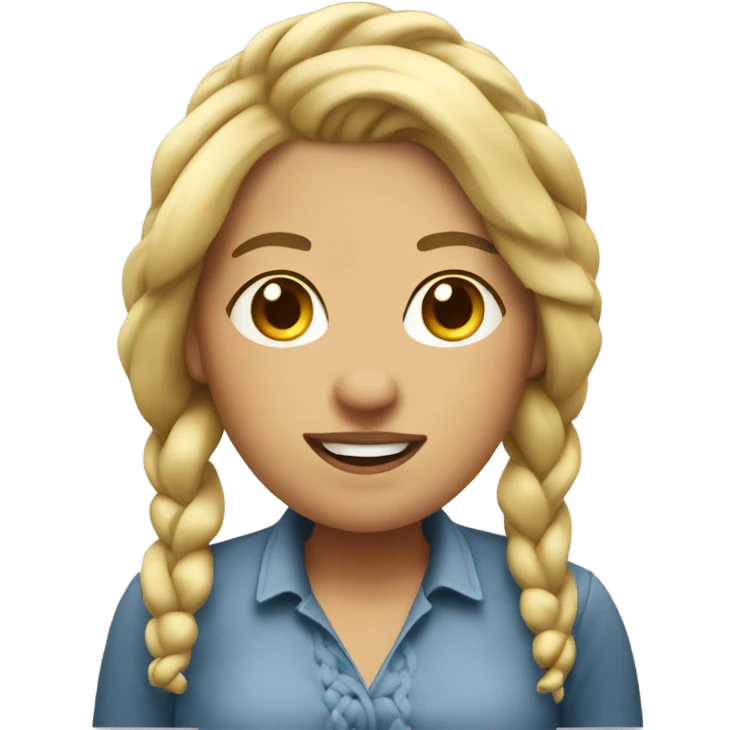 A blonde woman with braided hair texting than you! emoji