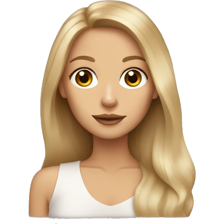 long dirty blonde hair, brown eyes, caucasian lady with tan chihuahua emoji