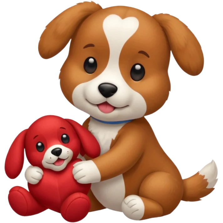 Dog playing with a stuffed animal emoji
