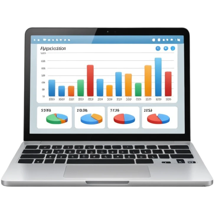 laptop with application showing graphs on the screen emoji
