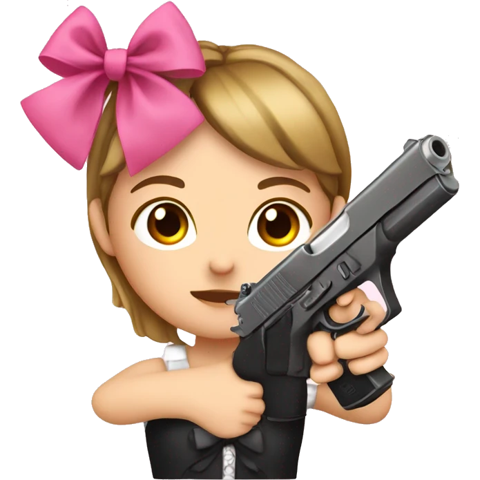 gun with a pink bow with cute girl emoji